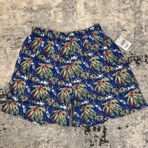 NWT Vintage Big Dogs Leaping Palm Print Nylon Swim Shorts Mens XS